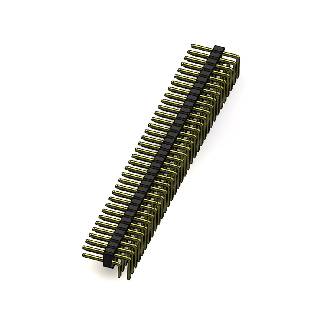 PH2541 排针连接器 Pitch 2.54mm 90°双排 DIP 单塑排针 PC:3.0 2X34Pin 黑色 镀全金G/F